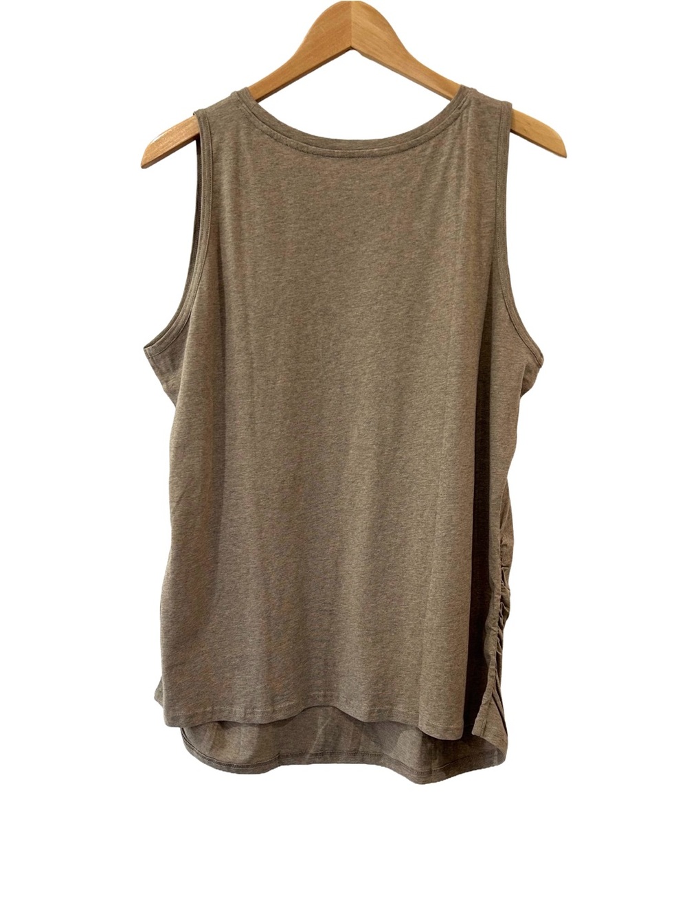 Pact Maternity Tank Top XL stucco heather Organic Cotton ruched NWOT - Picture 2 of 8